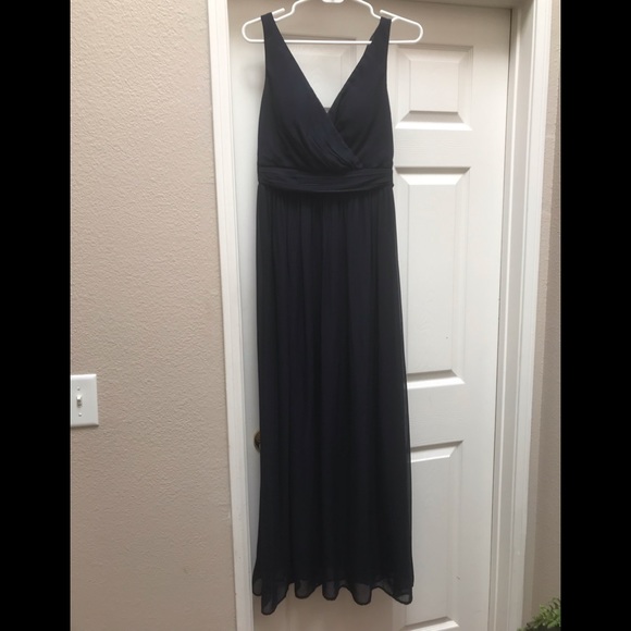 Navy Adrianna Papell Chiffon Draped Maxi Dress - Picture 5 of 7